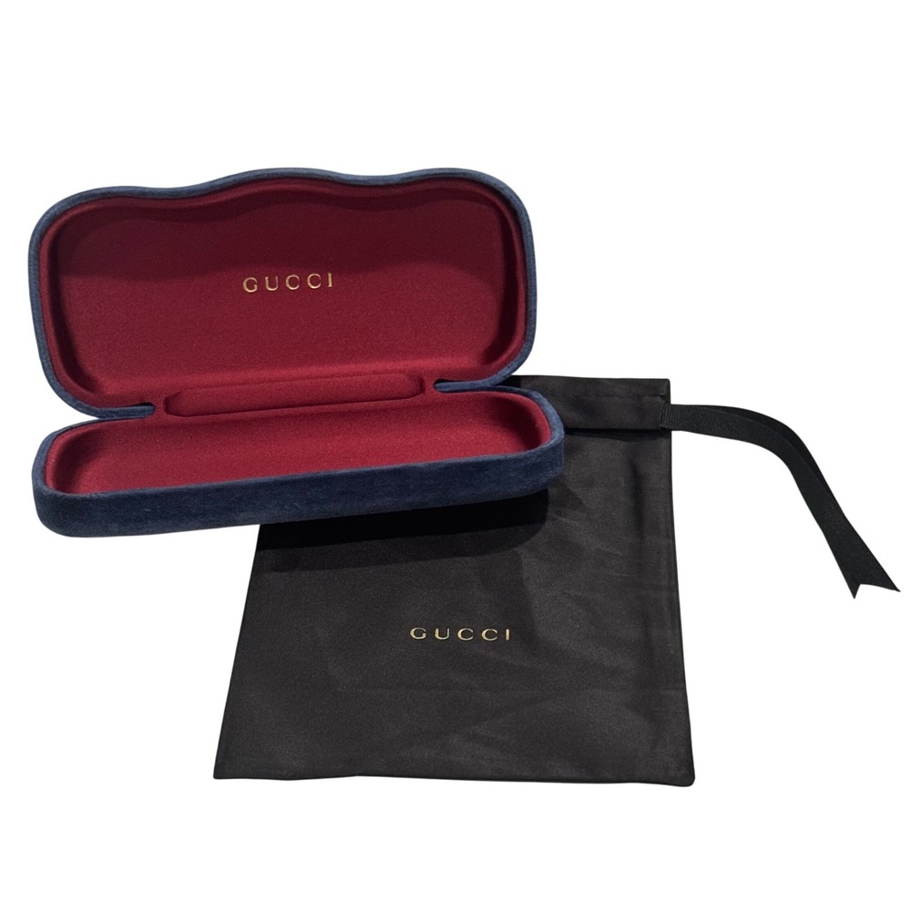 Gucci‎ Glasses clamshell Case Blue Velvet with Pouch Authentic Designer Eyewear